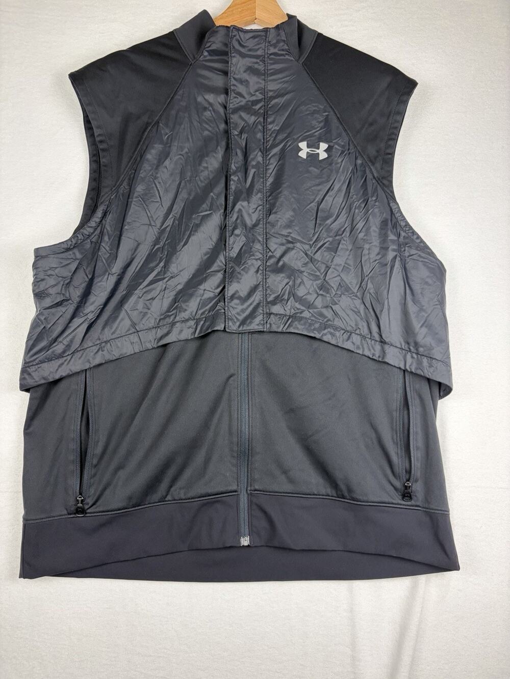 Under Armour ColdGear Vest Men’s XL Black Fitted Full Zip Running Golf Athletic